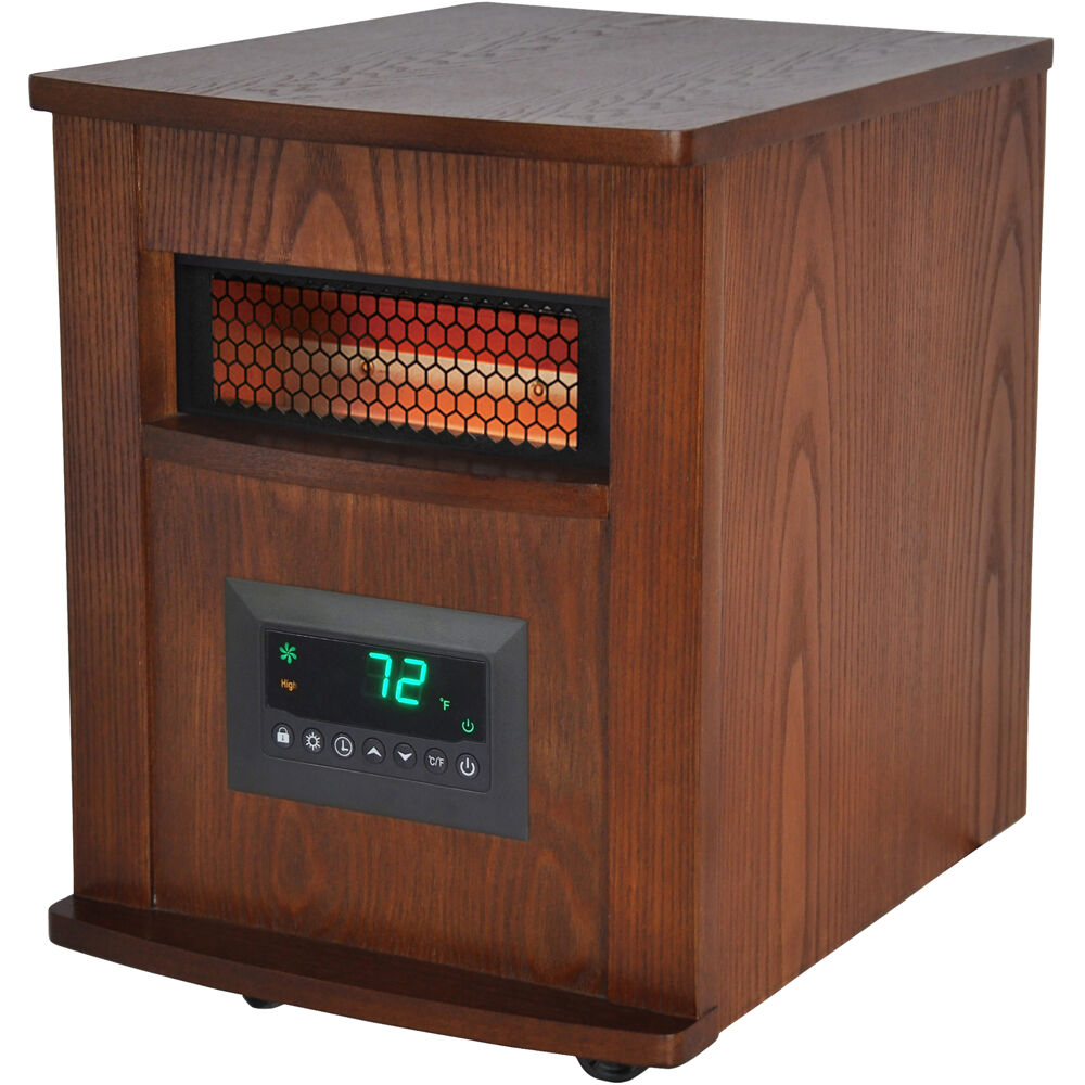 6 Element IR Heater Wood Cabinet
