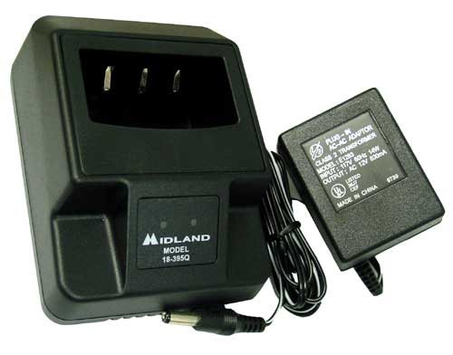 Midland - 18-395Q Single Port Rapid Drop In Desk Top Charger And Ac Adapter
