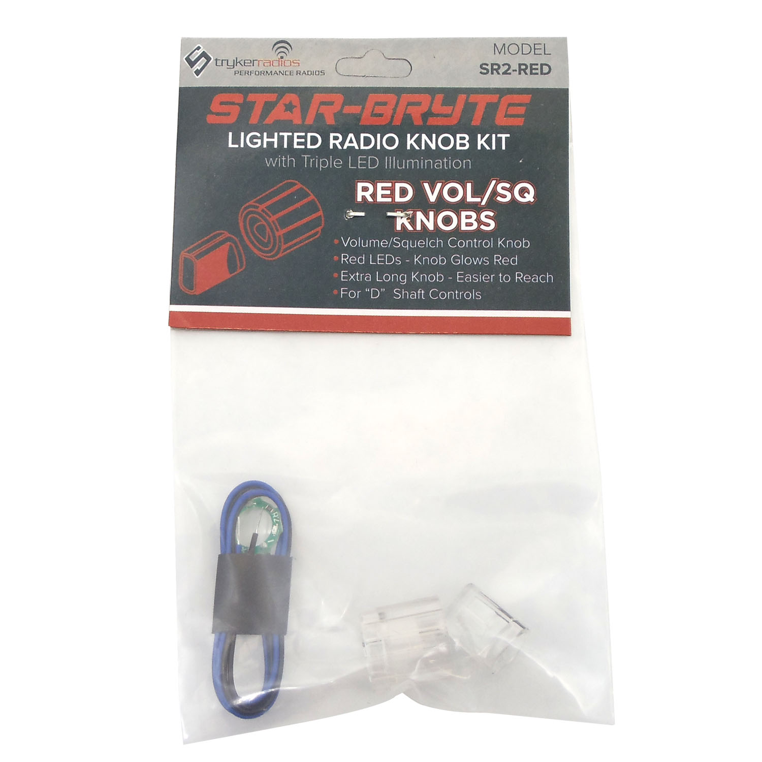 Stryker - Star-Bryte Red Lighted Volume/Squelch Radio Knob Kit With Triple Led Illumination For "D" Shaft Controls
